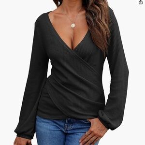 NWT V-Neck Wrap Black Sweater in Size Small